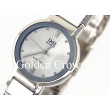 Q&q Enamel Mineral Crystal Silver Men's Steel Watch