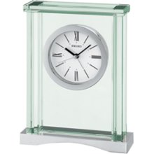 QHE051SLH -- Seiko Bedside Alarm Clock Silver-Tone and Glass Case