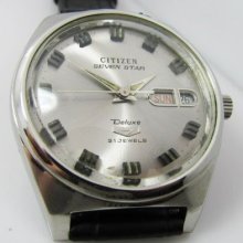 Rare Vintage Citizen Seven Star Deluxe Automatic 21 Jewels 2 Windows.