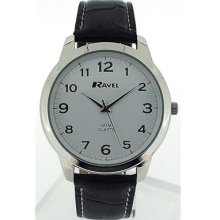 Ravel Analogue White Dial 5atm Gents Black Strap Watch R5-1.1g