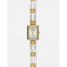 Rectangle-Dial Two-Tone Link Bracelet Watch