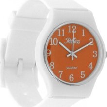 Reflex Mens Watch, White Plastic Strap, Orange Face