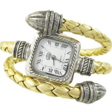 Retro Quartz Women's Bangle Bracelet Adjustable Wrist Watch Elegant Golden Tone