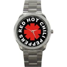 Rhcp Red Hot Chili Peppers Rock Band Logo Sport Metal Watch