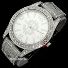 Rhinestones Hip-hop Dollar Logo Geneva Men's Watch Ds98as