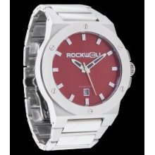 Rockwell Watch Cm113 The Commander Wristwatch Red Dial Silver Band