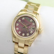 Rolex 18k ladys datejust mop diamond ref 179168