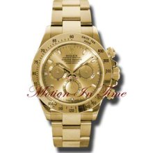 Rolex Cosmograph Daytona Yellow Gold On Bracelet Chrono 116528 Champagne Dial