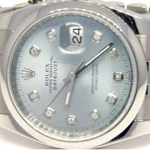 Rolex Datejust Mens- S/steel- Jubilee Bracelet- Blue Glacier Diamond Inner Bezel