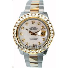 Rolex Datejust Men's Unused Heavy Oyster Band/Flip-Lock Clasp Model 116233 w/ Custom 3ct Diamond Bezel and Mother of Pearl Diamond Dial-2008