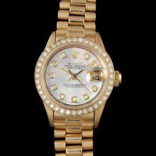 ROLEX LADIES PRESIDENT DATEJUST, 69178 - 18K GOLD, MOP & DIAMONDS