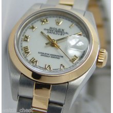 Rolex Lady-datejust 18k&ss White Roman 69163 Oyster Watch Chest