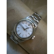 Rolex Oyster Perpetual Ladies Stainless Steel Automatic White Dial Vintage Nice