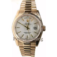 Rolex Watches: Rolex President Mens Unused New Style Heavy Band Model 118238 In Box with Tags, White Stick Dial