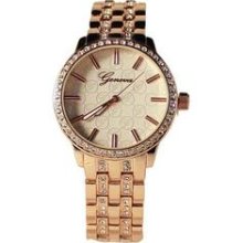 Rose Gold Crystal Monogram Bezel Geneva Watch W/ Perfume