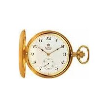 Royal London Full Hunter Pocket Watch 90013-02 Gold Plated Quartz Movement