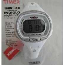 Rrp Â£49.99 Ladies Timex Ironman Triathlon T5k183 Lcd White Resin Chronograph