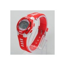 Rubber Band Children Sport Style Square Digital LED Wrist Watch Red