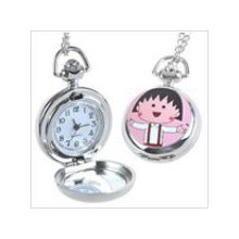 Sakura Momoko - Round Quartz Pocket Watch with Chain