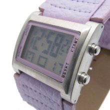 Sale Retro Ladies Digital Watch Wide Cuff Strap Lilac