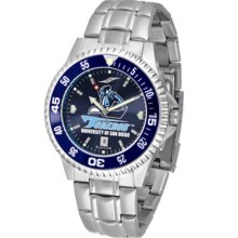 San Diego Toreros Competitor AnoChrome Men's Watch with Steel Band and Colored Bezel