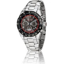 Sector Race Retrograde Watch Chronograph With Black /Red Dial And Stainless Steel Strap