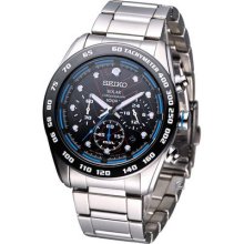 Seiko Criteria Solar Chronograph Sapphire Watch Black Ssc123p1