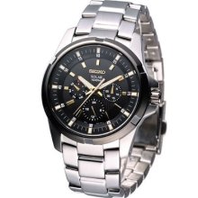 Seiko Criteria Solar Sprot Chronograph Watch Black Gold Sne117p1