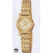 Seiko Ladies` Goldtone Water Resistant Watch W/ Champagne Dial