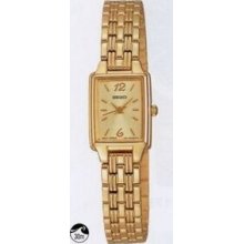 Seiko Ladies` Watch W/ Rectangular Champagne Dial