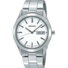 Seiko Men`s Water Resistant Silver Dress Watch W/ White Face