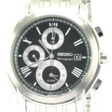 Seiko Men's Black Chronograph Watch Snab79 Snab79p1