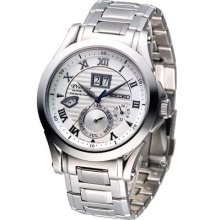 Seiko Premier Kinetic Perpetual Dress Watch White Snp057j1 Made In Japan