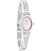 Seiko Quartz Ladies Pink Mother Of Pearl Diamond Bangle Bracelet Watch SUJC35