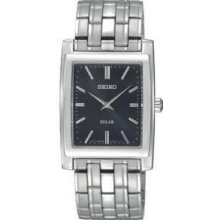 Seiko Stainless Steel Dress Solar Quartz Black Dial