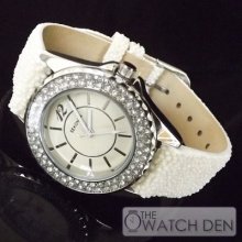 Sekonda - Ladies Creampearl Effect Leather Strap Watch - 4691