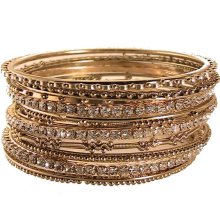 Set of 11 Crystal Embellished Statement Bangle Bracelet Set