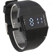 Silicone Band Sports Style Unisex Blue Light LED Wrist Watch