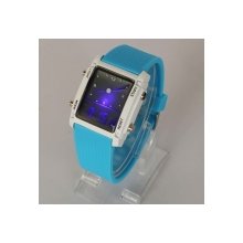 Silicone Elegant Pointer & Digital Display LED Wrist Watch Light Blue