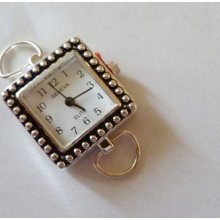 Silver Square Geneva Watch Face for Beading and use with Interchangeable Watch Bands