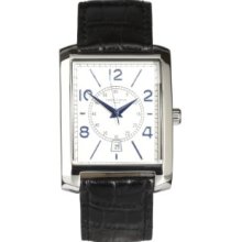 Simon Carter Men's Quartz Watch With White Dial Analogue Display And Black Leather Strap Wt1803 White