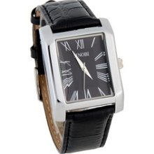 SINOBI 9313 Rectangle Dial PU Leather Band Analog Men' s Wrist Watch (Black)