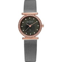 Skagen 108srm Women's Steel Mesh Stainless Steel Band Charcoal Mop Dial Watch