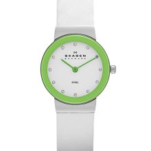 Skagen Color Border Leather Strap Watch