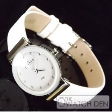 Skagen - Ladies White Leather Strap Watch - 358xsslww