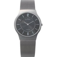 Skagen Mens 233lttm Titanium Mesh Watch Quartz Movement