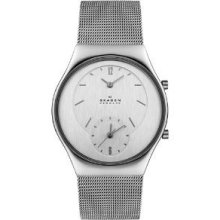 Skagen Midsize 733xlss Steel Collection Dual Time Mesh Stainless Steel Watch