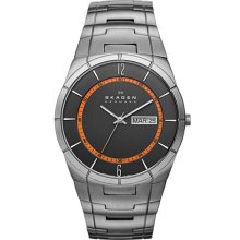 Skagen 'Titanium' Orange Accent Watch