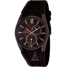 Skagen Watches Men's Skagen Black Silicone Black Silicone Brown Dial