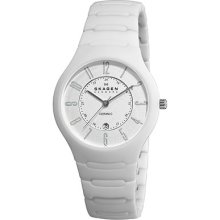 Skagen White Dial White Ceramic Ladies Watch 817lwxc